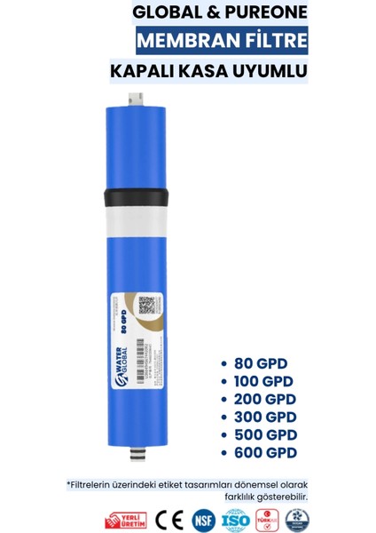 Membran Filtre 80 Gpd – Nsf Sertifikalı, Yüksek Arıtma Kapasiteli (Üreticiden) modelleri