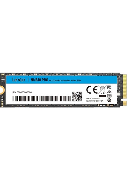 NM610PRO 2tb Ssd, M.2 2280 Pcıe GEN3X4 Nvme 1.4 Dahili, 3300 Mb/sn&apos;ye Kadar Okuma, 2600 Yazı, Dahili 3D Nand State Sürücü, Dizüstü, Masaüstü Için