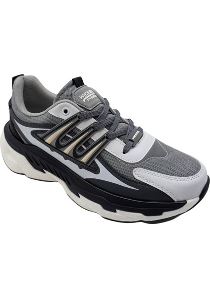 Wickers - 2687 | Erkek Yüksek Tabanlı Spor Ayakkabı - Siyah-Füme - 42