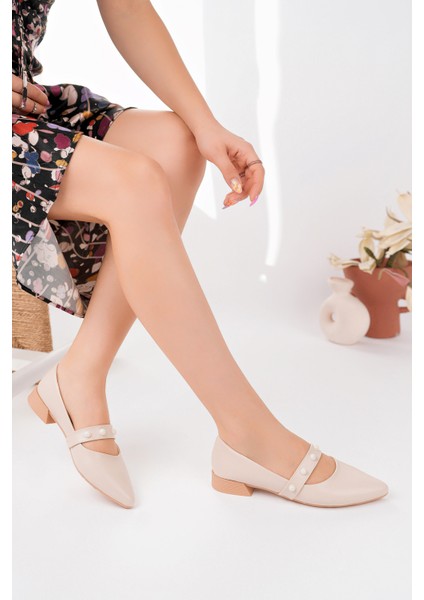 BA04595 Ten I Kadın Inci Bantlı Günlük Büyük Numara Babet - 38