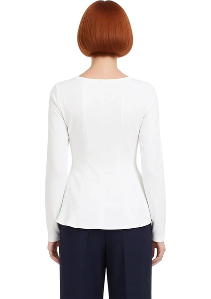 Kadın Regular Boy Peplum Kesim Kayık Yaka Bluz Kaliteli Şık Rahat Modern Zarif Günlük modelleri