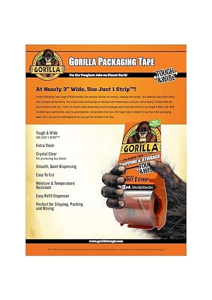 Taşıma ve Depolama Için Dağıtıcılı Sert ve Geniş Ambalaj Bandı, 7,2 cm x 35 Yd, Şeffaf, (1'li Paket) fiyatları