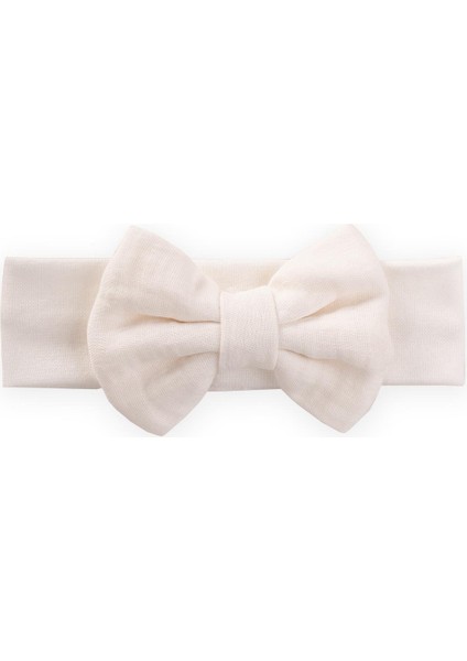 Kurdeleli Bebe Bandanası Ekru