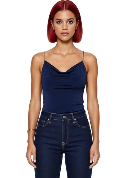 Esnek Örme Bluz Degaje Yaka Fitted Kalıp Kolsuz Günlük Kullanım Için Seçkin Malzeme