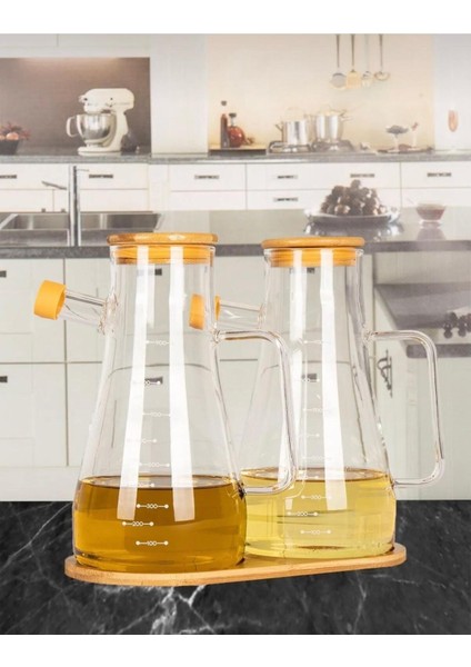 2 Adet Masterchef Borosilikat Cam 900ML Yağdanlık (Stand Hediyeli)