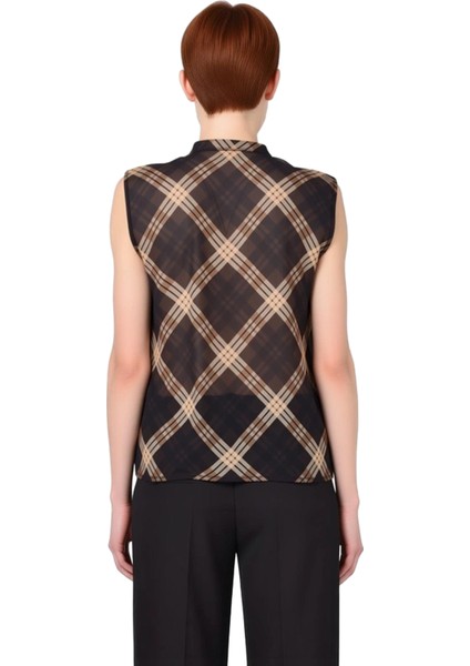 Kadın Ekose Desenli Şifon Bluz Zarif ve Konforlu Seçim Kaliteli Şık Rahat Modern Zarif Günlük modelleri