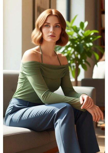 Kadınlar Için Şık Ispanyol Kol Bluz Bağlama Detaylı Örme ve Zahmetsiz Şıklık Kaliteli Şık Rahat