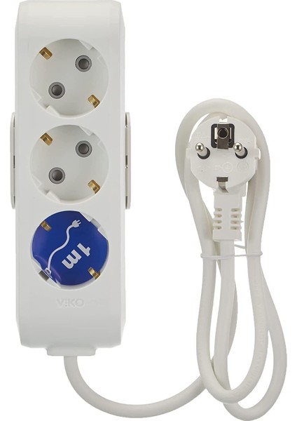 Multi-Let Üçlü Priz Topraklı Kablolu Çocuk Korumalı 1 mt