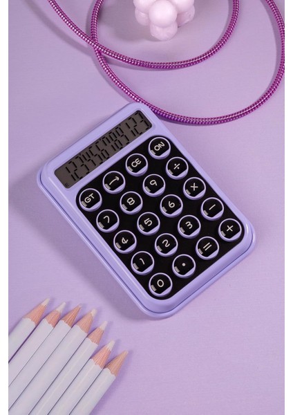 Renkli ve Işık Enerjili Hesap Makinesi - BL2122 (Mor)