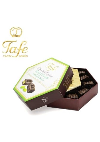 Tafe Çikolata Kaplı Antep Fıstıklı Lokum Hediyelik Kutu 175G