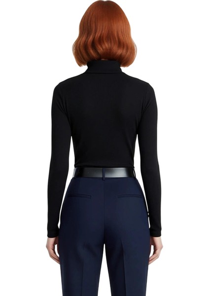 Kadın Moda Şık Üst Giyim Regular Fermuarlı Yaka Slim Kalıp Örme Fitted Vücuda Oturan Esnek Bluz modelleri