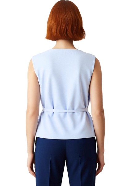 Kadınlar Için Zarif Degaje Yaka Asimetrik Kesim Kolsuz Triko Bluz Kaliteli Şık Rahat Modern modelleri