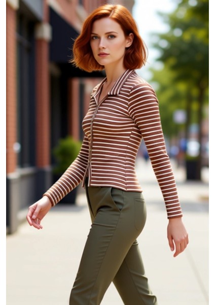 Kadınlar Için Polo Yaka Düğmeli Slim Fit Örme Bluz Kaliteli Şık Rahat Modern Zarif Günlük fırsatları