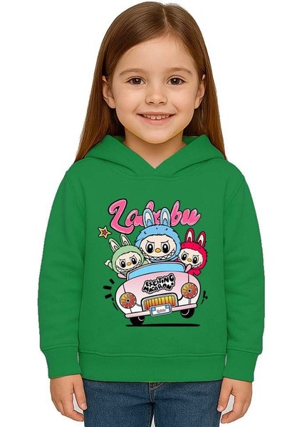 Unisex Labubu Baskılı Çocuk Swaetshirt Kapüşonlu 3 Iplik Şardonlu fiyatları