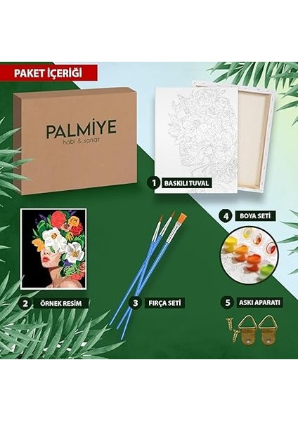 Hobi Sanat Sayılarla Boyama Tuval Seti Fırça Boya Dahil (Çıtalı) 40X50 cm - Yeşil Kapı fiyatları