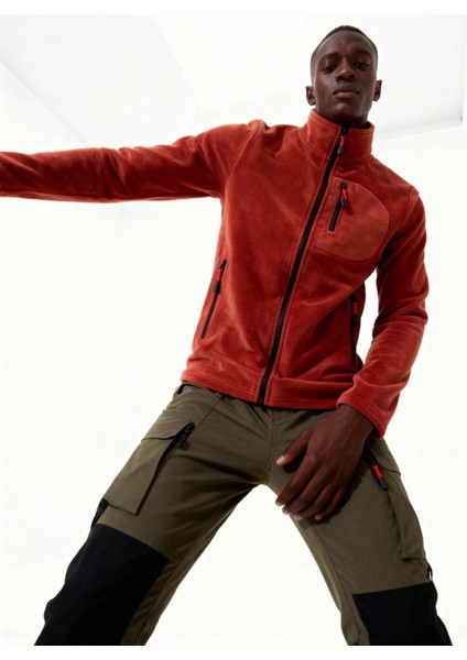 Erkek Extreme Rüzgar Geçirmez Cepli Outdoor Tam Fermuarlı Polar Ceket E223