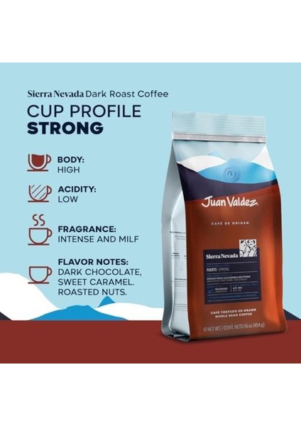 Juan Valdez Sierra Nevada Strong Çekirdek Kahve, 454G fiyatları