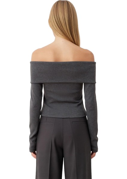 Kadınlar Için Fermuarlı Yaka Detaylı Fitilli Esnek Örme Bluz Kaliteli Şık Rahat Modern Zarif modelleri