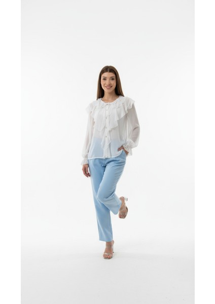 Yakası Fırfır Detay Gömlek