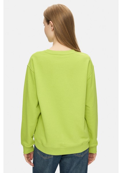 Sunnıva Koyu Yeşil Bisiklet Yaka Nakışlı Loose Fit Kadın Sweatshirt indirimleri