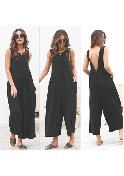 Keten Yazlık Günlük Sırt Dekolteli Salaş Kadın Tulum fiyatları