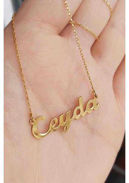 925 Ayar Gümüş 24 Ayar Altın Kaplama Isimli Kolye