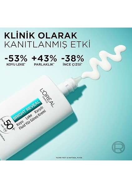 Parıs Bright Reveal SPF50, Koyu Leke Karşıtı Fluid Günlük Yüz Güneş Kremi 50ML fırsatları