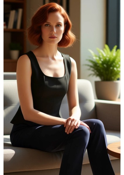 Kolsuz Örme Bluz Havuz Yaka Fitted Kalıp Peplum Detay Özel Tasarım Özenle Seçilmiş fırsatları