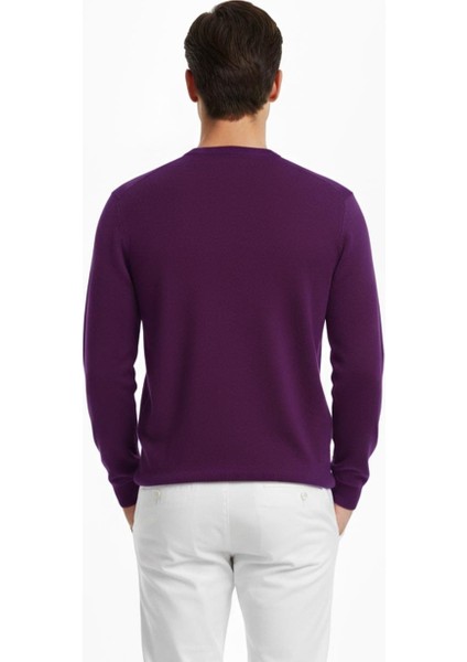 Mor Bisiklet Yaka Triko Kazak