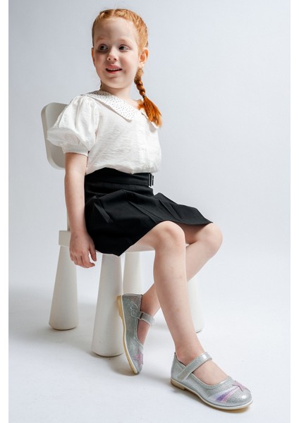 Kız Çocuk Gümüş Yıldızlı Günlük Babet