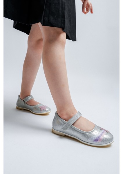 Kız Çocuk Gümüş Yıldızlı Günlük Babet