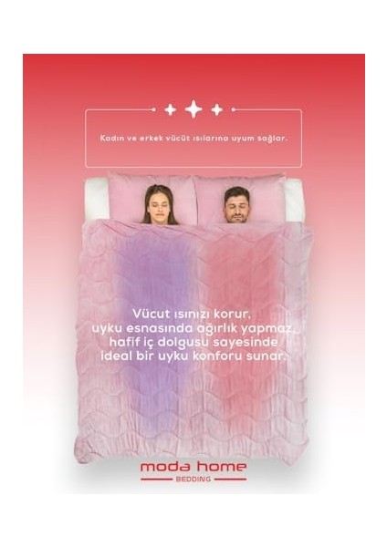 Bedding Pembe Yorgan Seti Çift Kişilik (2ADET Silikon Yastık ve Kılıfları Hediye) modelleri