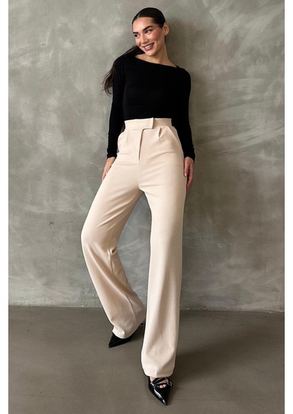 Açık Bej Likralı Cırt Kapamalı Palazzo Pantolon MG2291 fiyatları