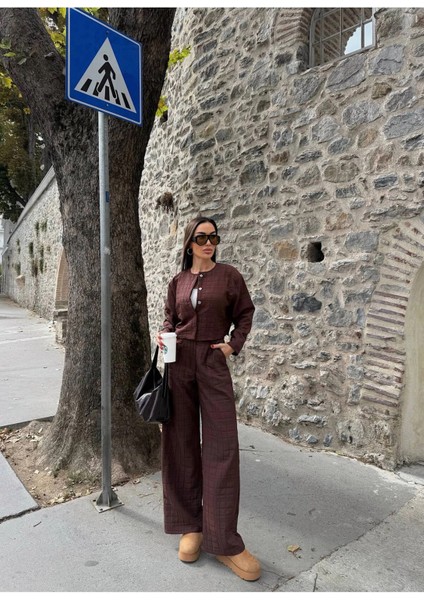 Kadın Kapitone Dokulu Oversize Ceket Pantolon Takım