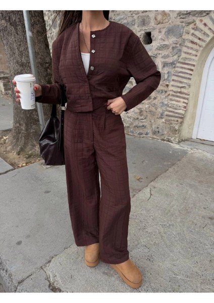 Kadın Kapitone Dokulu Oversize Ceket Pantolon Takım fiyatları