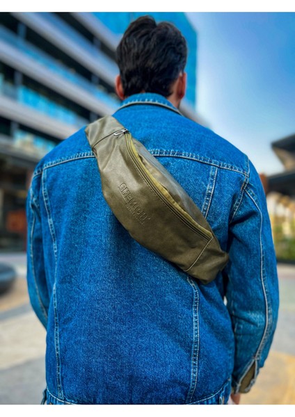 CNT010 - Cilt Deri Erkek Çapraz Çanta HAKI modelleri