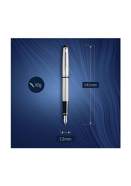 Expert Paslanmaz Çelik Krom Tasarımlı Dolma Kalem, Orta Kalınlıkta Uç, Mavi Mürekkep modelleri