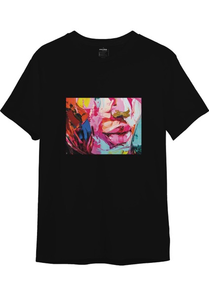 Lips Tişört - Siyah