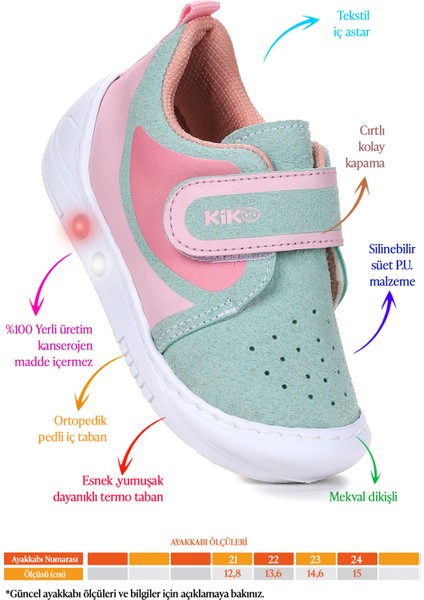 Kugan Cırtlı Işıklı Kız Bebek Yürüyüş Spor Ayakkabı fiyatları