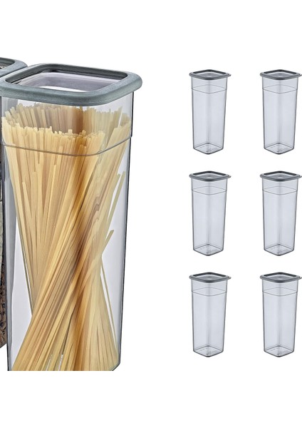 6&apos;lı Set Skali Kare Saklama Kabı 2140 ml - Antrasit, Çok Amaçlı Saklama Kabı