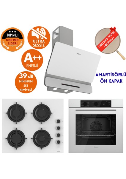 Silenart Rose Ultra Sessiz Beyaz Ankastre Set ( D081 -Sa + CS206 -Fa + QBL62CB )