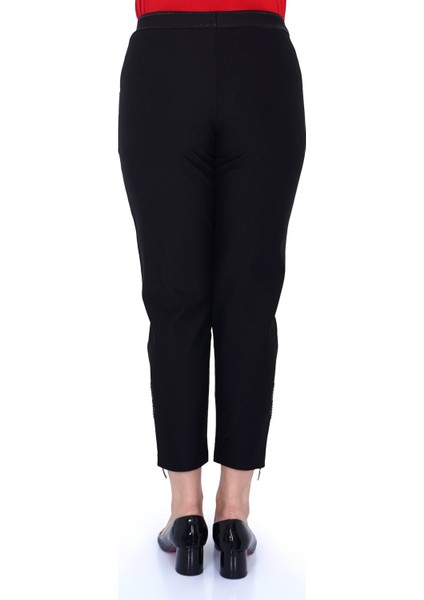 Ekstra Battal Dar Paça Toparlayıcı Yüksek Belli Paçası Kelebek Işleme Beli Lastikli Kadın Pantolon fırsatları