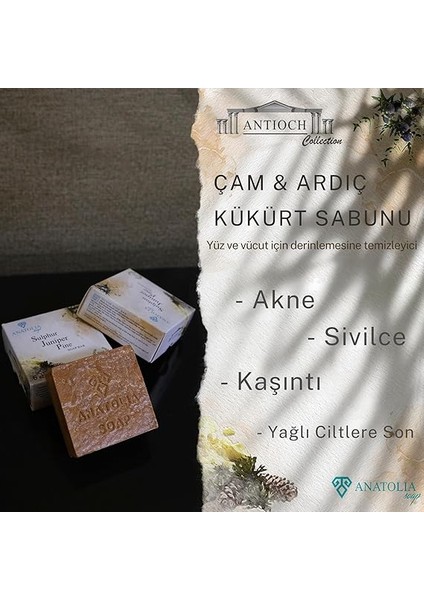 Soap 1978 Antioch Koleksiyonu Çam Ardıç Kükürt Doğal Özel Üretim Egzama Sivilce 1 Kalıbı 130 Gr. Tekli Paket modelleri