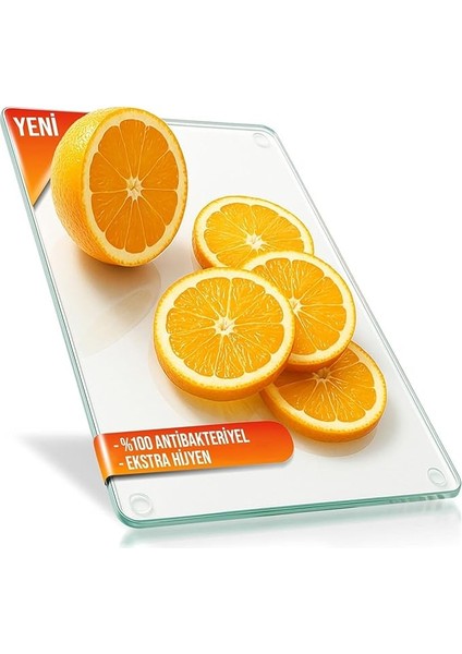 Cam Kesme Tahtası ve Sunum Tablası Natural Saydam 20 x 30 cm