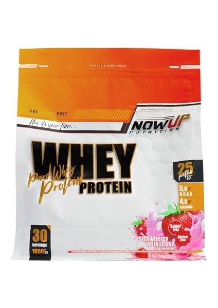 Nowup Nutrıtıon Whey Protein 1050 gr – Kas Gelişimi Için Hızlı Emilim – Çilek & Milkshake Aromalı Protein Tozu- 30 Servis