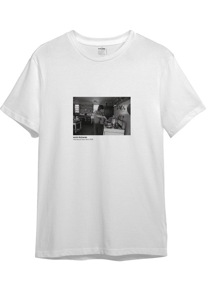 Keith Richards Montauk New York 1975 Tişört - Beyaz
