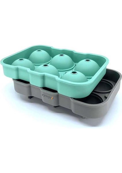 Büyük Boy Silikon 6 Bölmeli Top Buz Kalıbı, Yeşil Gri indirimleri