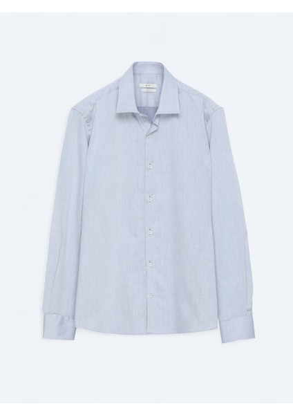 Gri Regular Fit Dokuma Klasik Pamuk Karışımlı Gömlek