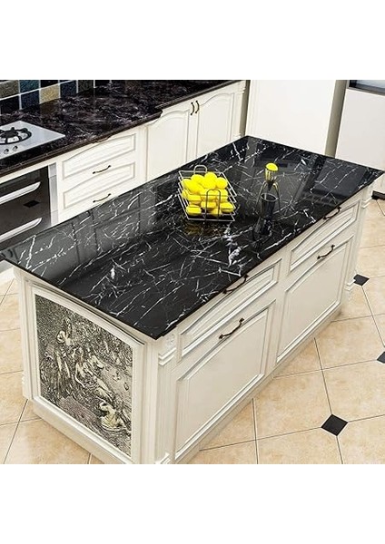 Mermer Desenli Masa Tezgah Mutfak Su Geçirmez Yapışkanlı Folyo Sticker Siyah 5x0,6m modelleri