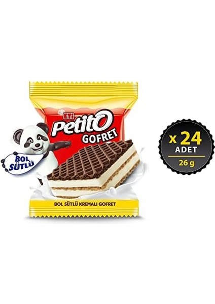 Eti Petito Bol Sütlü Kremalı Sade Kakaolu Gofret 26 G x 24 Adet